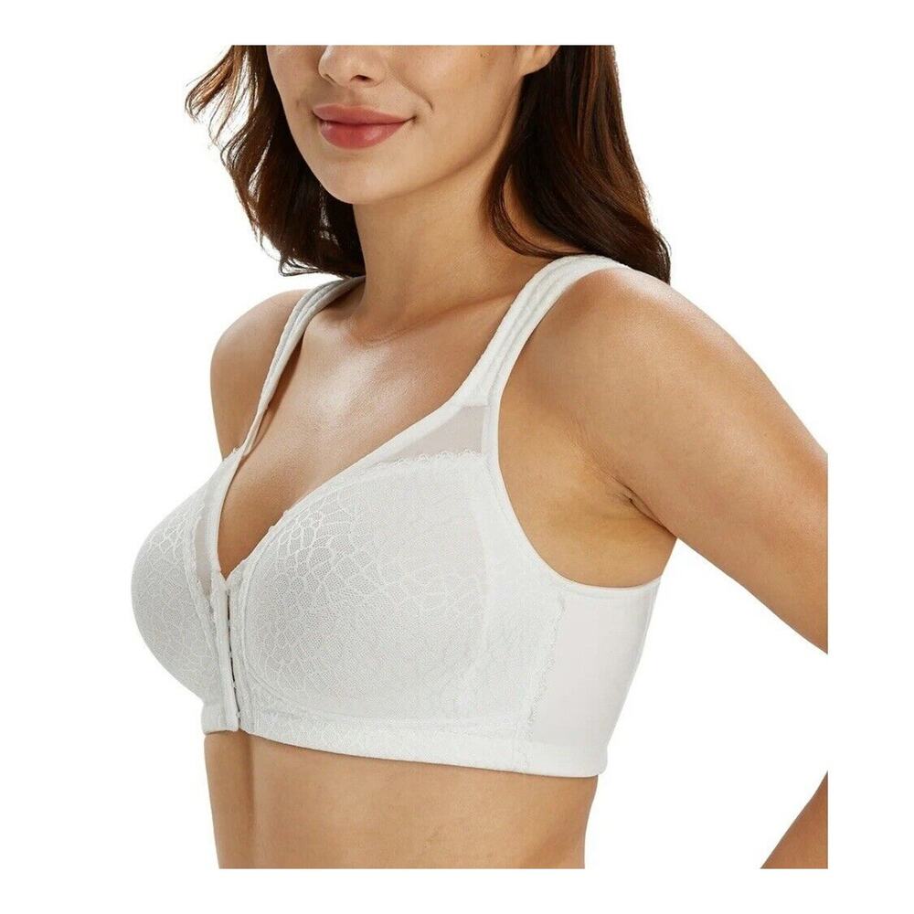 Women's Front Closure Posture Bra Wireless Back Full Coverage Bra 38B